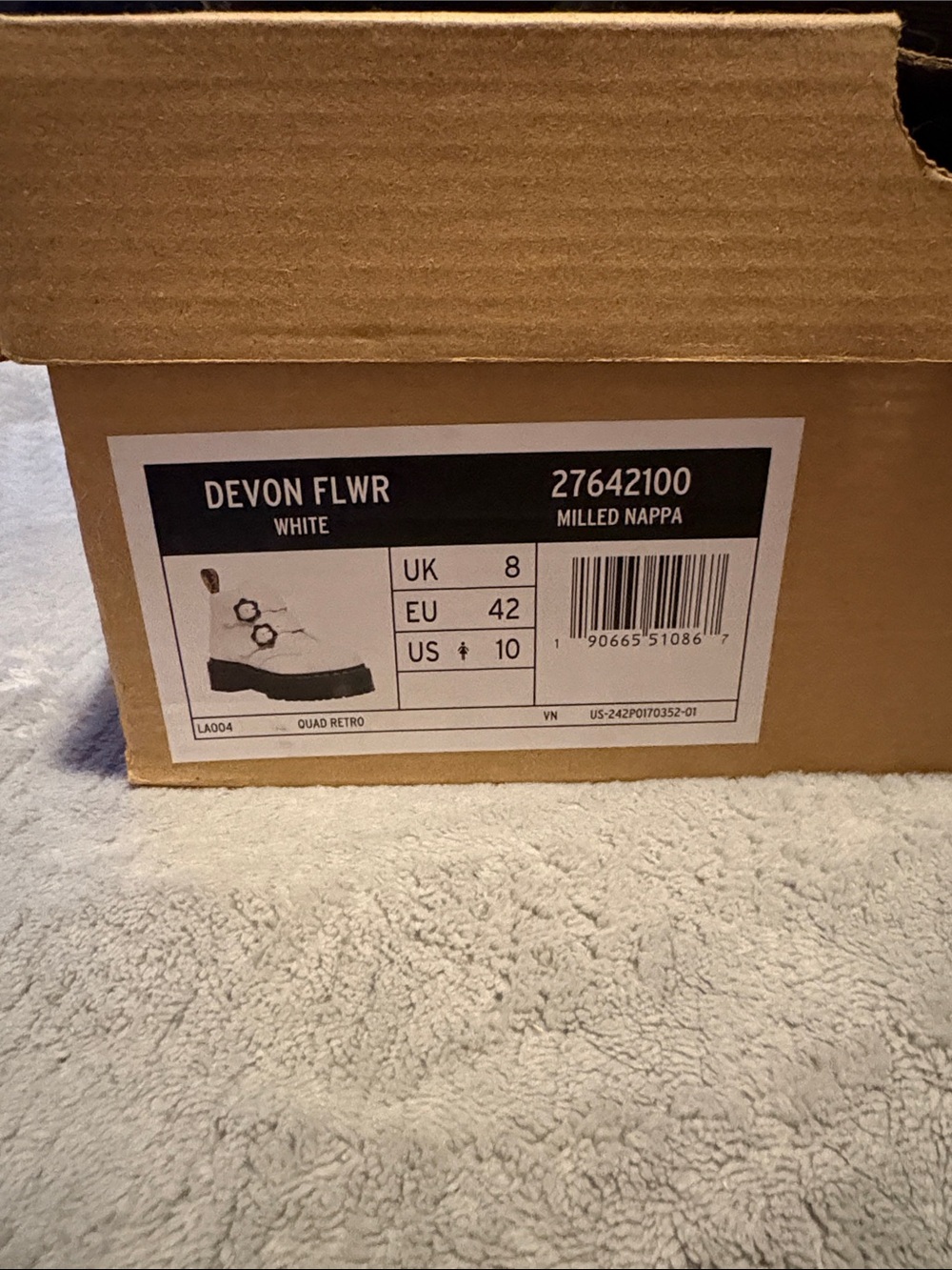 Dr. Martens White Leather - Devon Flower Platform Boot - Picture 8 of 8
